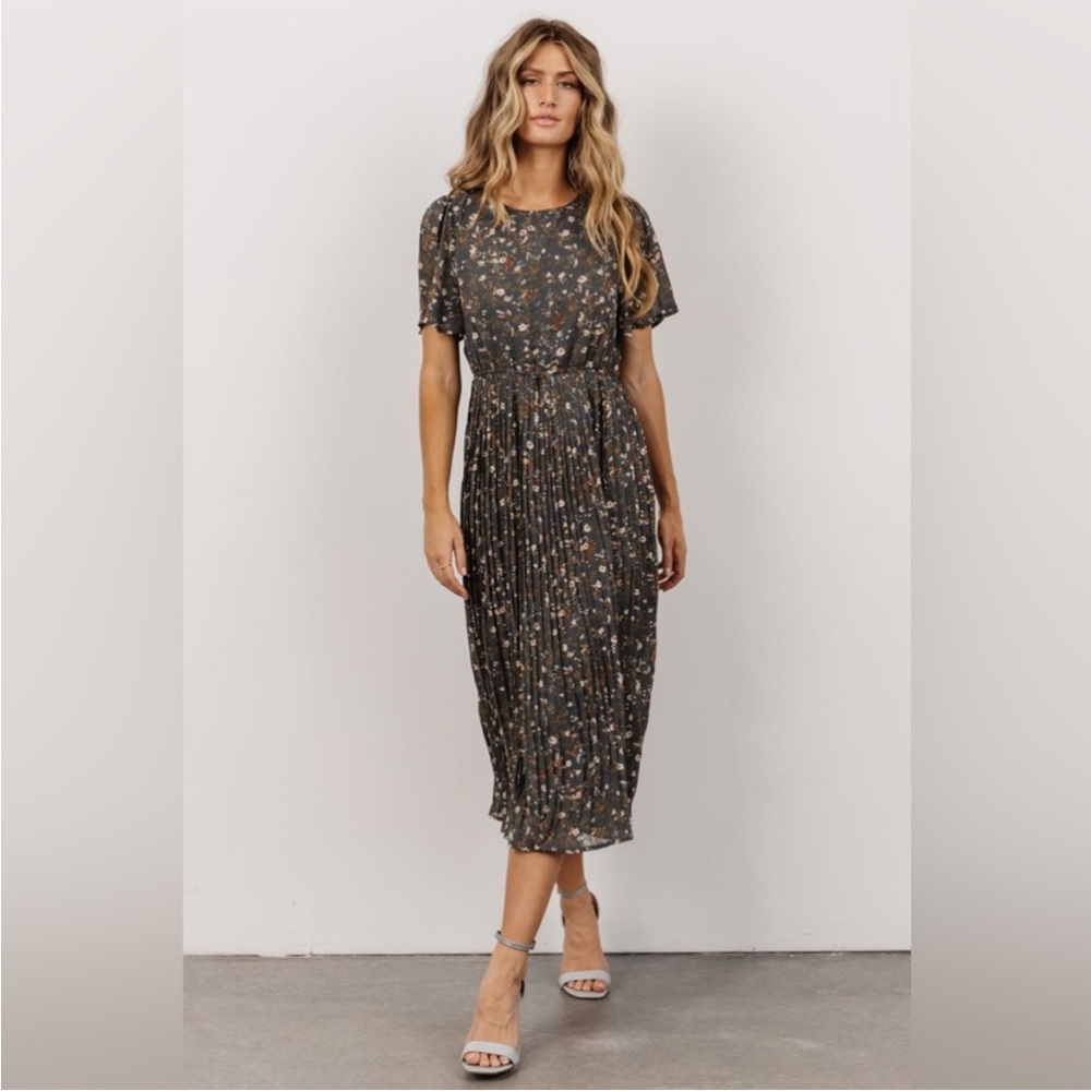 Baltic Born Floral Midi Dress - Black and Brown